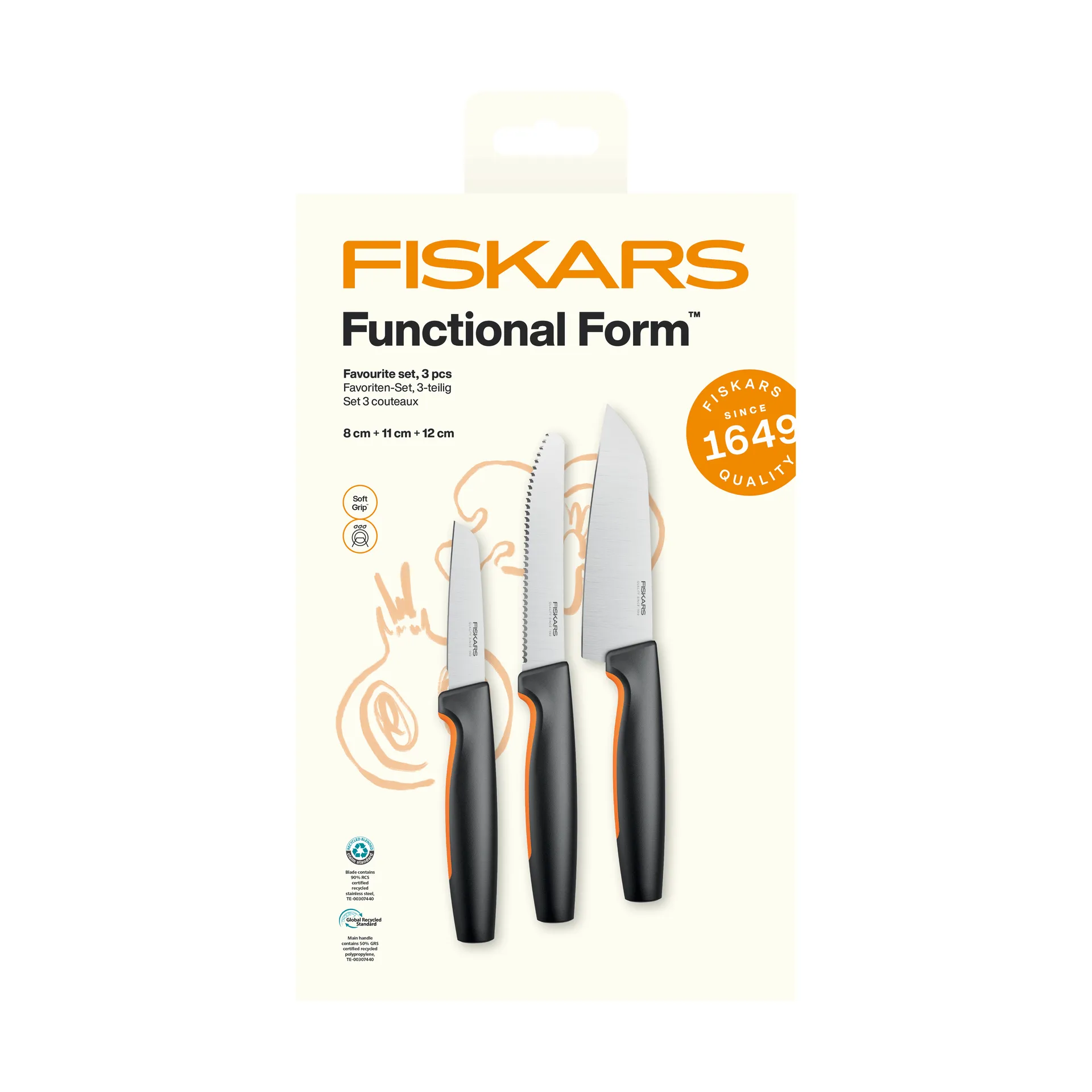 Functional Form favoritknivsæt, Rustfrit stål, 3 dele Fiskars
