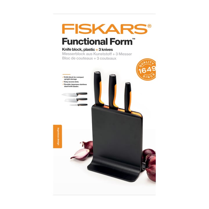 Functional Form knivblok i plast med 3 knive - 4 dele  - Fiskars