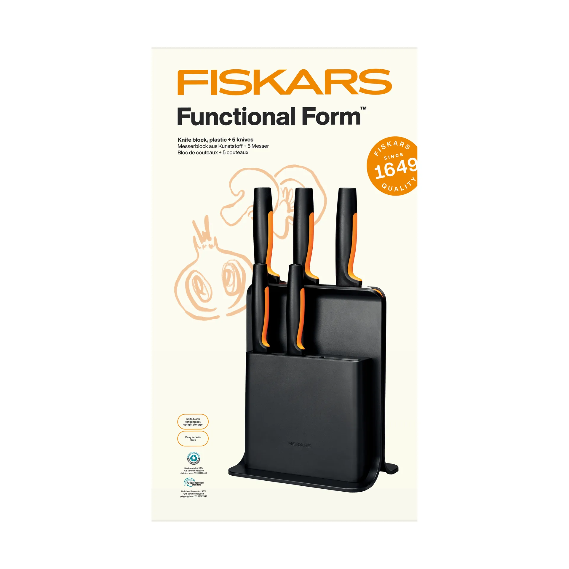 Functional Form knivsæt med knivblok, Plast, 6 dele Fiskars