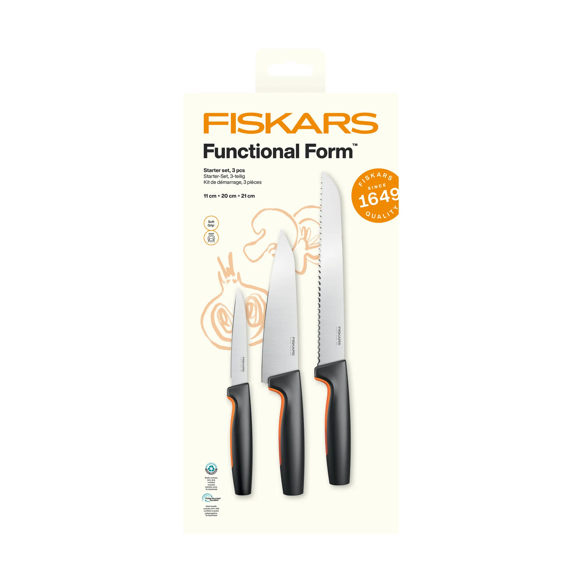Functional Form startsæt, Rustfrit stål, 3 dele Fiskars