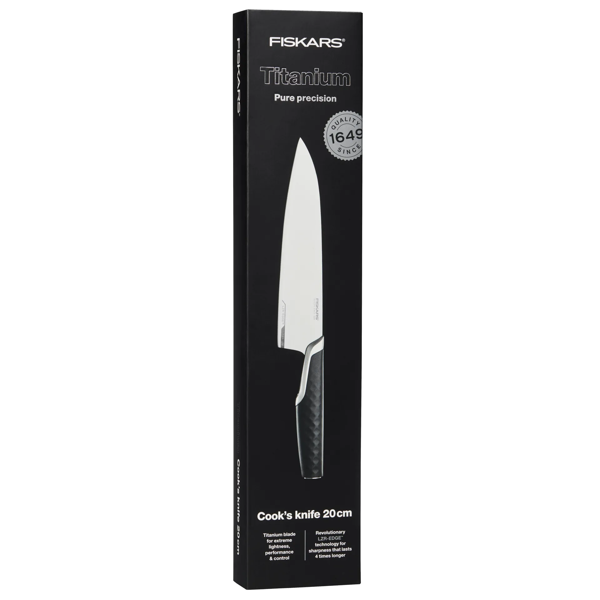 Titanium kokkekniv 20 cm, Sort Fiskars