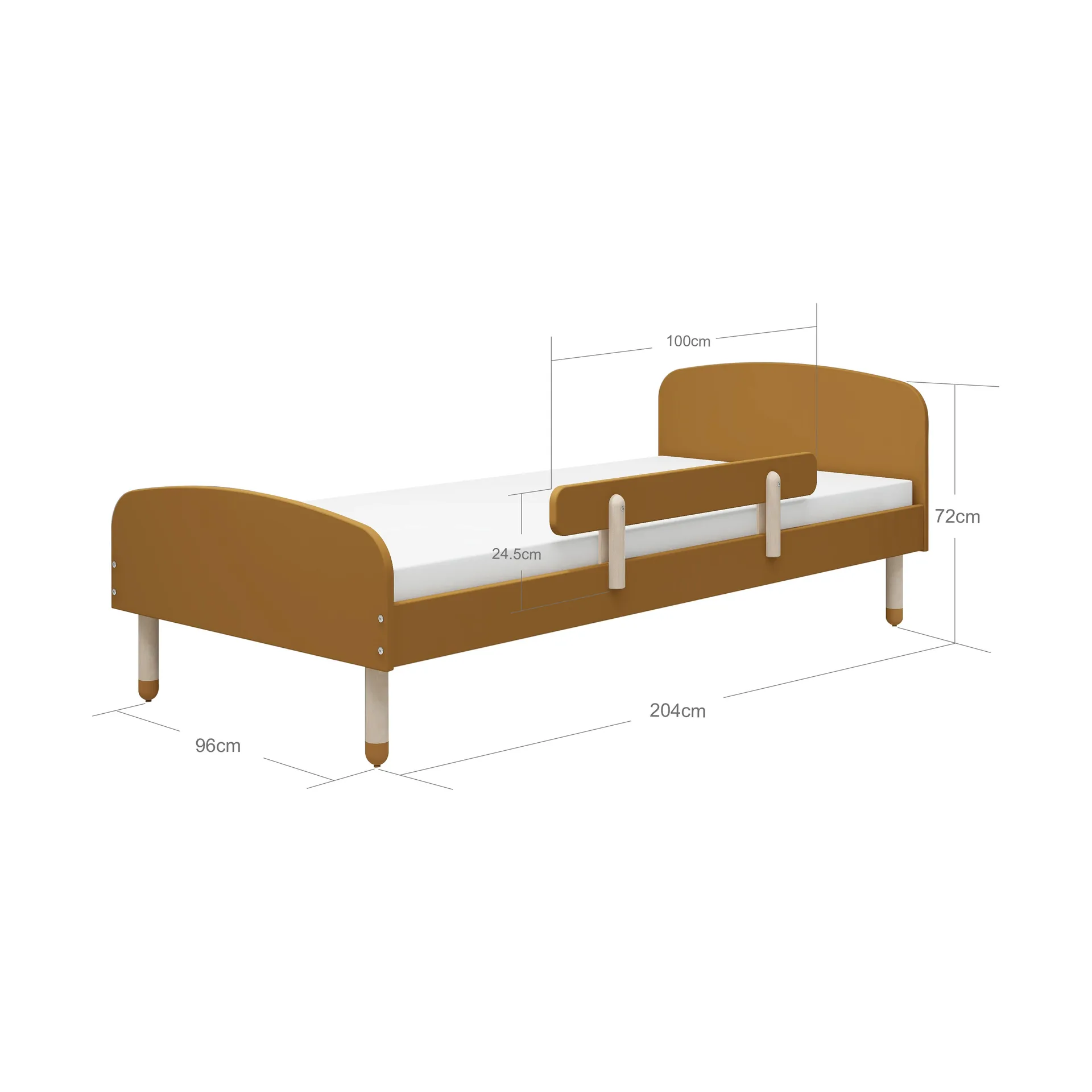 Dots seng med tremmer 96x204 cm, Gul FLEXA