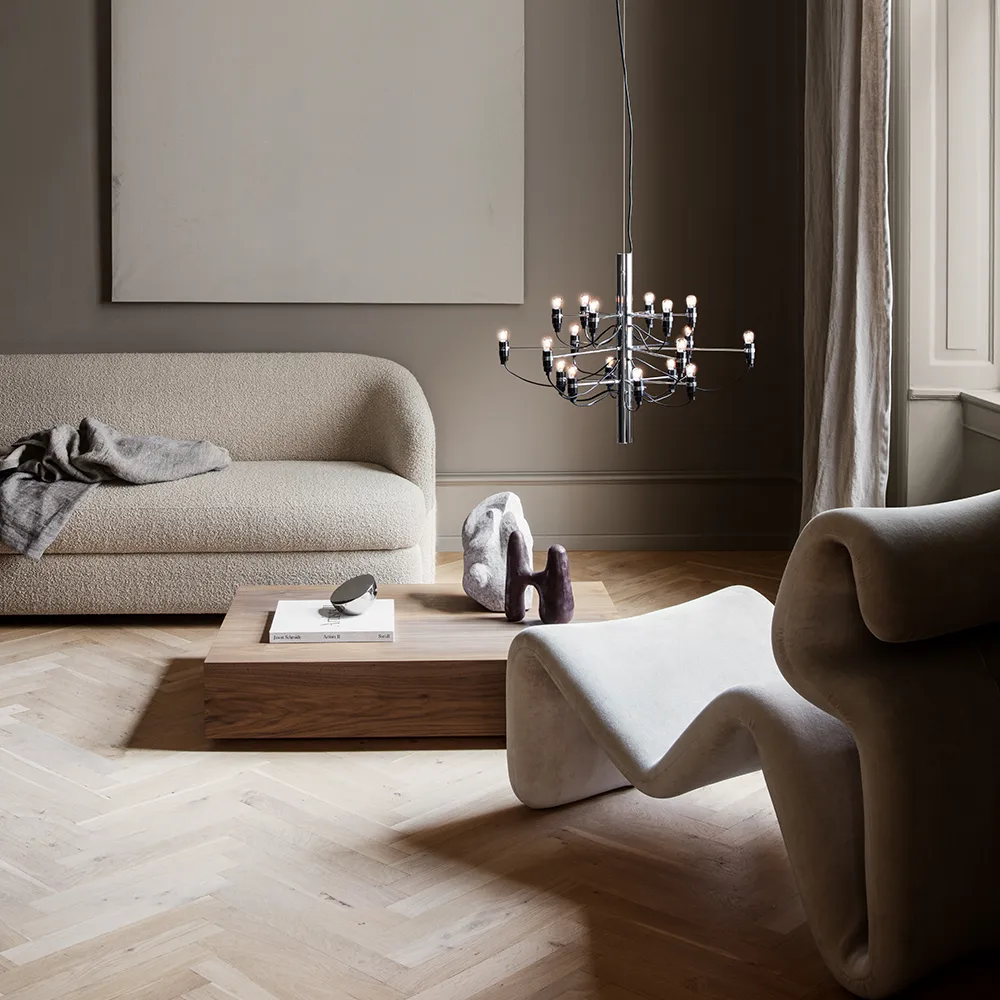 2097 Sarfatti lysekrone LED, Krom 18 lamper Flos