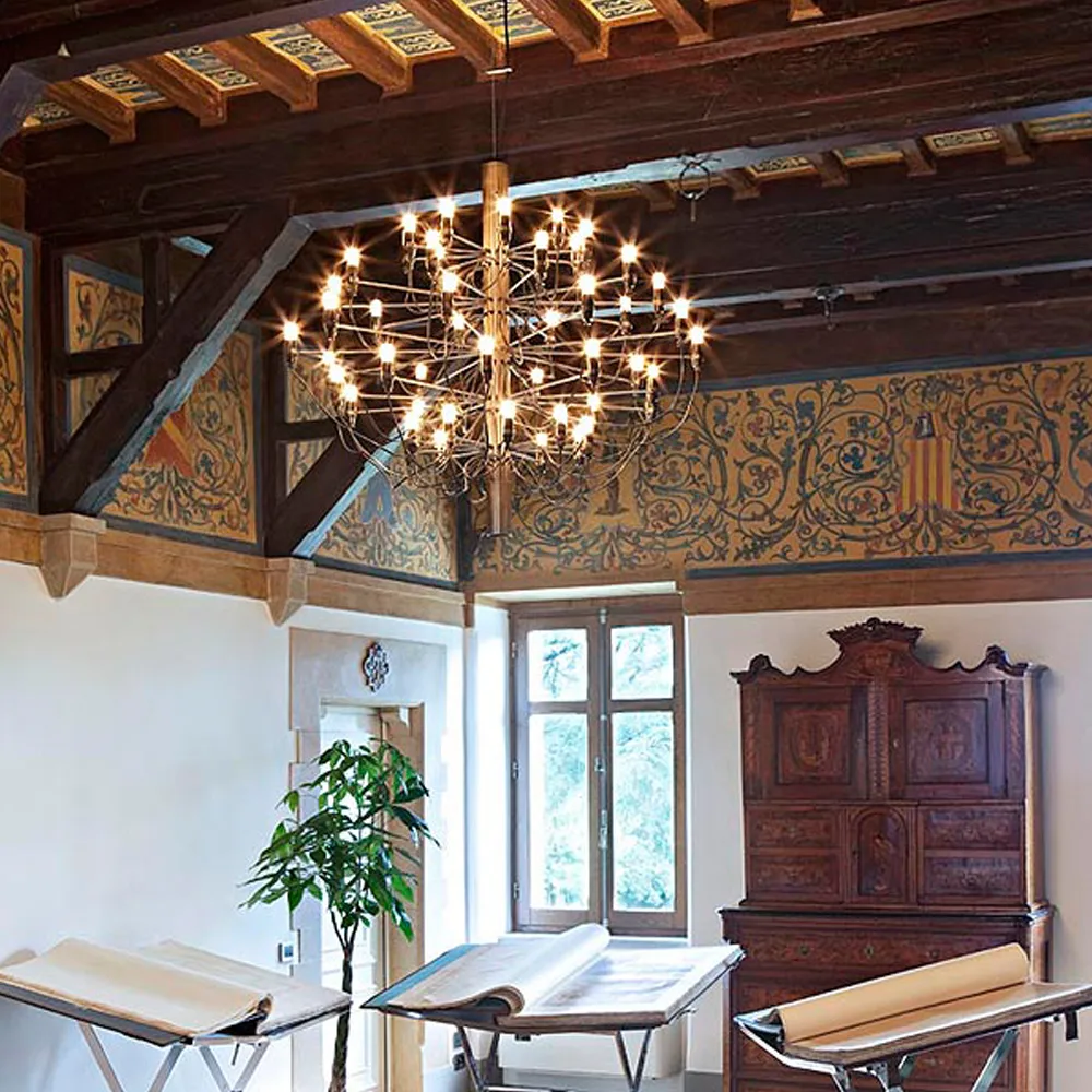 2097 Sarfatti lysekrone, Messing 50 lamper Flos