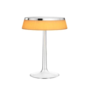 Bon Jour T bordlampe - Chrome-soft stof skærm - Flos