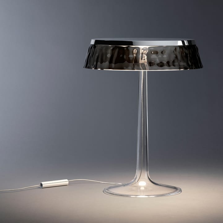 Bon Jour T bordlampe, Chrome-transparent skærm Flos