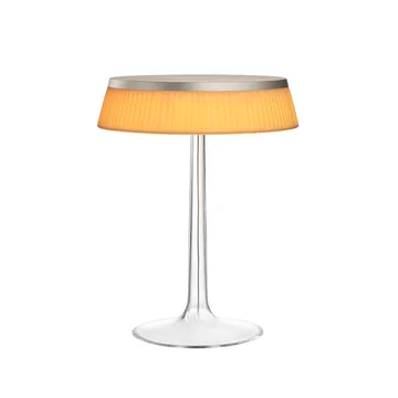 Bon Jour T bordlampe - Orange-stof skærm-mættekromeret - Flos