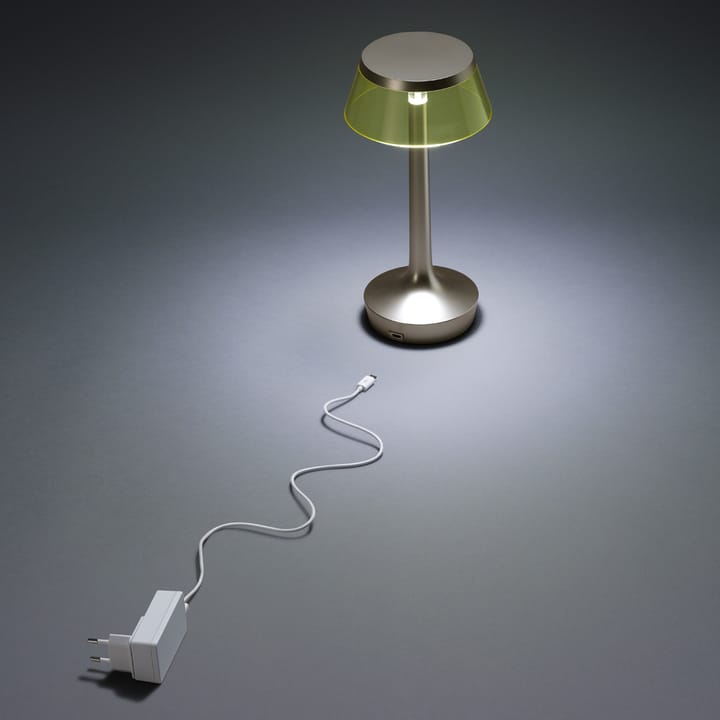 Bon Jour Unplugged bordlampe, Matt chrome-fumée Flos