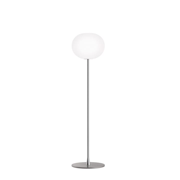 Glo-ball F1 gulvlampe - Hvidt opalglas - mat sølvstativ - Flos