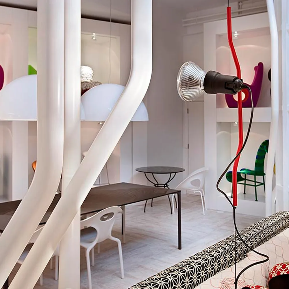 Parentesi gulv- og loftslampe, Nikkel Flos