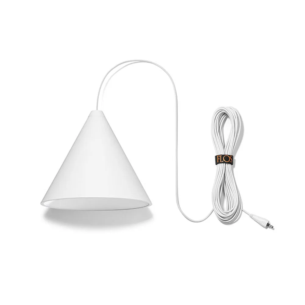 String Light Cone pendel, Hvid, 22 m kabel Flos