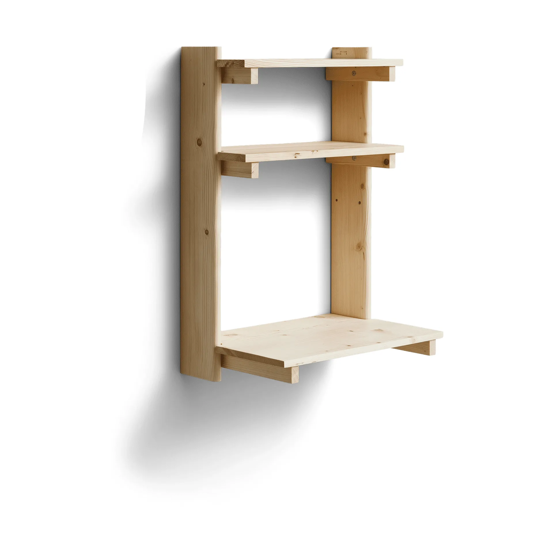 Beam væghylde med skrivebord, Fyrretræ Form & Refine