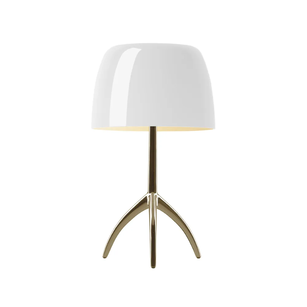 Lumiere Grande dæmpbar bordlampe, hvid, champagne Foscarini