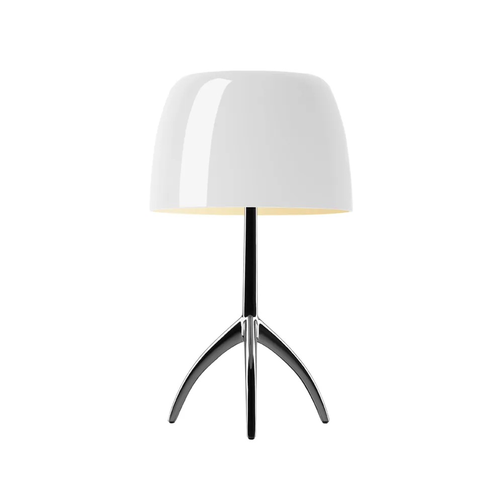Lumiere Grande dæmpbar bordlampe, hvid, sortkrom Foscarini