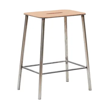 Adam skammel - Raw steel-natural leather, H:50 cm - FRAMA