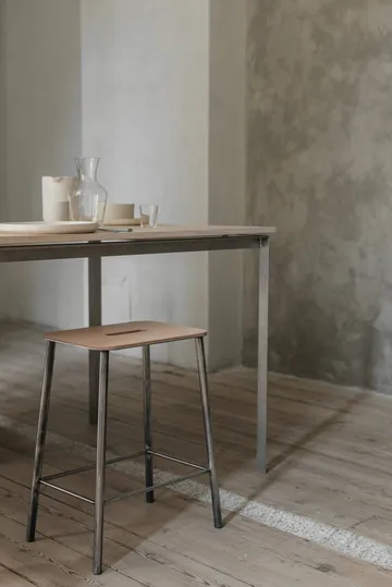 Adam skammel - Raw steel-natural leather, H:50 cm - FRAMA