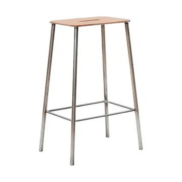 Adam skammel - Raw steel-natural leather, H:65 cm - FRAMA