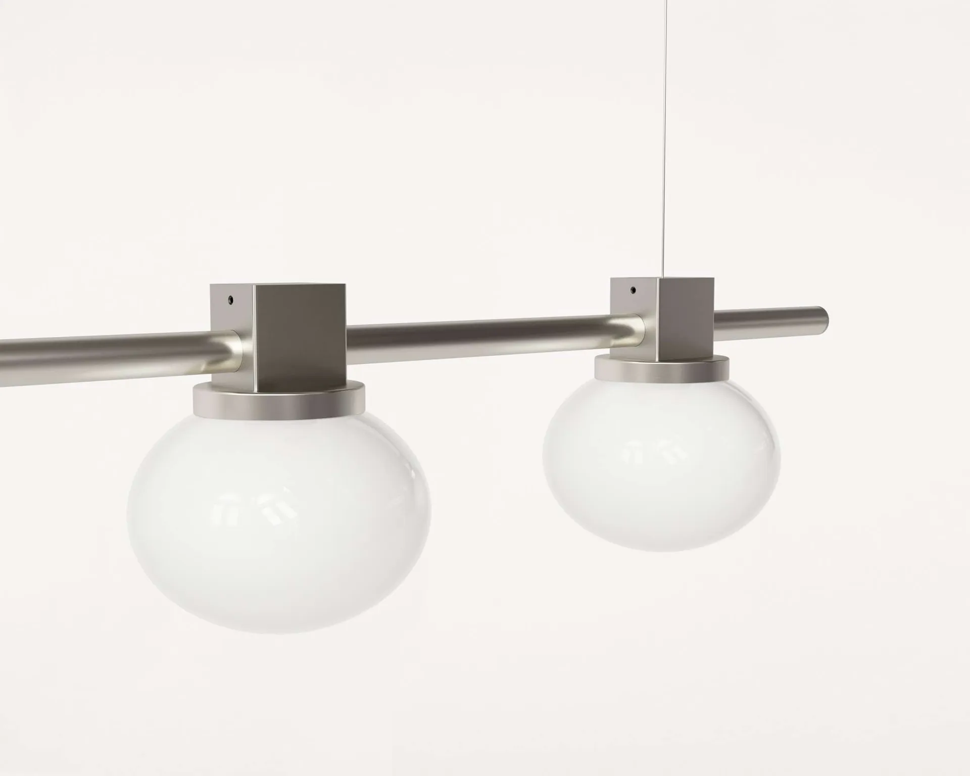 Ovoid Pendant Light Quadruple pendellampe, Rustfrit stål, opalglas FRAMA