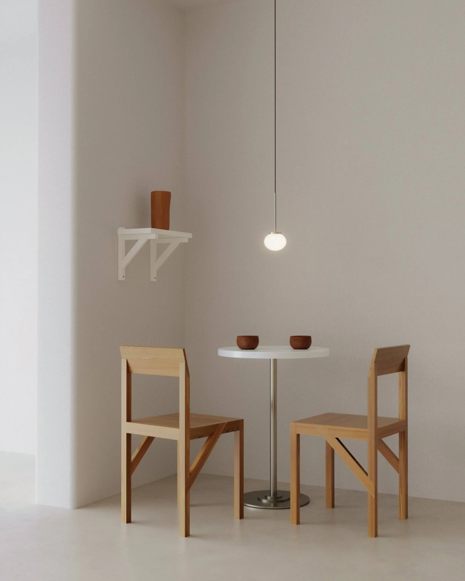 Ovoid Pendant Light Single pendellampe, Rustfrit stål, opalglas FRAMA