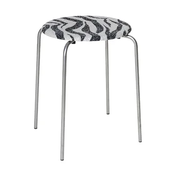 Petit Rond rund skammel - Rustfrit stål-stof Zebra - FRAMA