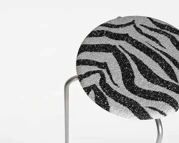 Petit Rond rund skammel - Rustfrit stål-stof Zebra - FRAMA
