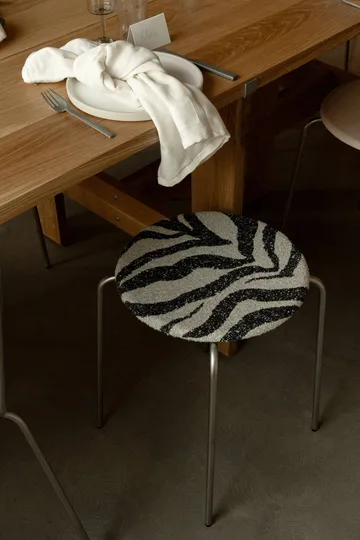 Petit Rond rund skammel - Rustfrit stål-stof Zebra - FRAMA