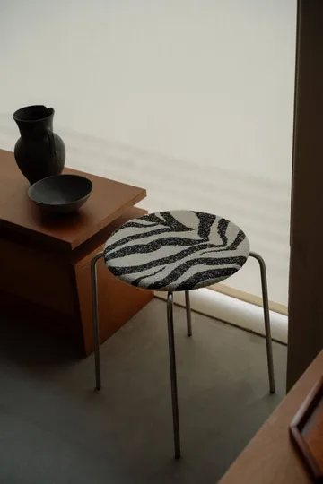 Petit Rond rund skammel - Rustfrit stål-stof Zebra - FRAMA
