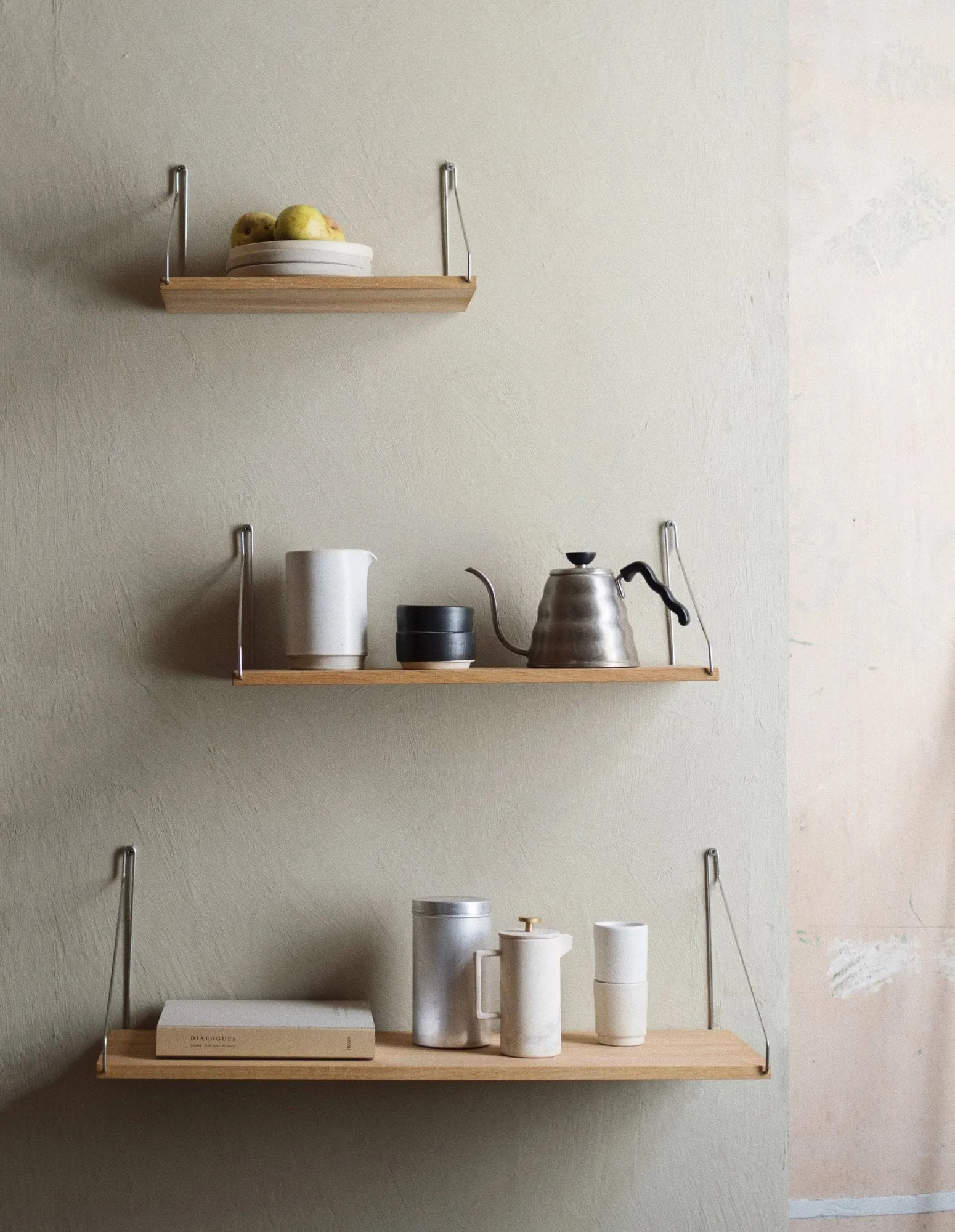 Single Shelf væghylde, Eg-rustfrit stål, 80x27 cm FRAMA