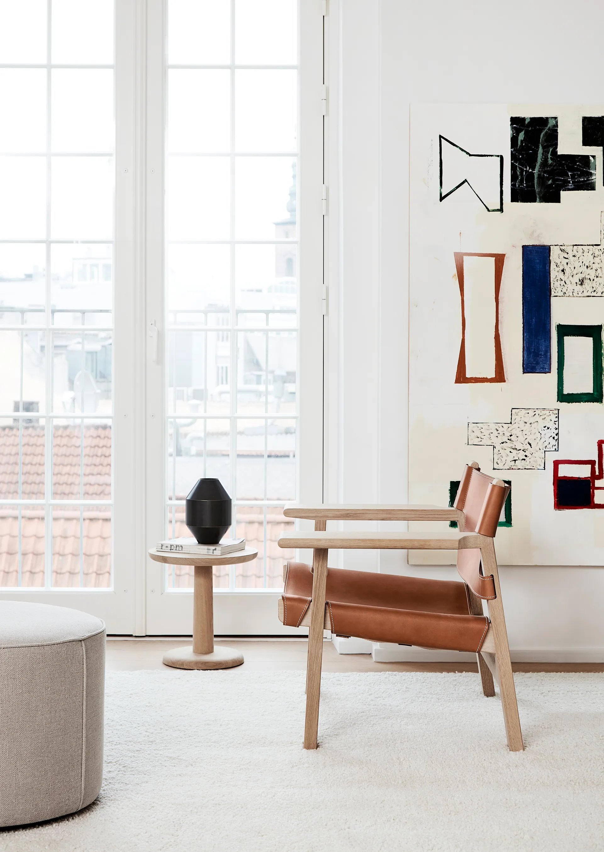 Den spanske stol lænestol, Læder cognac-lys olieret eg Fredericia Furniture