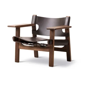 Den spanske stol lænestol - Læder mørkebrun-olieret valnød - Fredericia Furniture