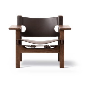 Den spanske stol lænestol - Læder mørkebrun-olieret valnød - Fredericia Furniture