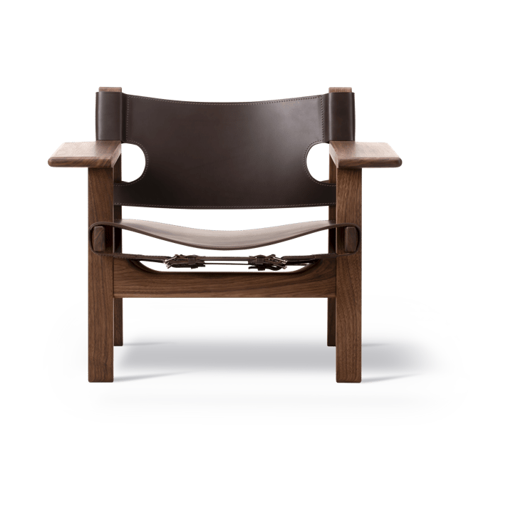 Den spanske stol lænestol, Læder mørkebrun-olieret valnød Fredericia Furniture