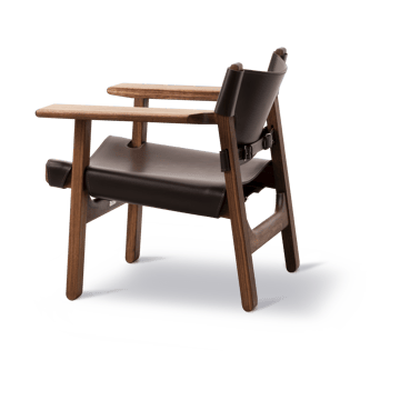 Den spanske stol lænestol - Læder mørkebrun-olieret valnød - Fredericia Furniture