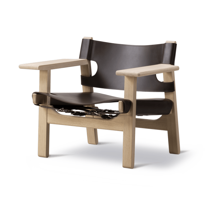 Den spanske stol lænestol - Læder mørkebrun-såpet eg - Fredericia Furniture