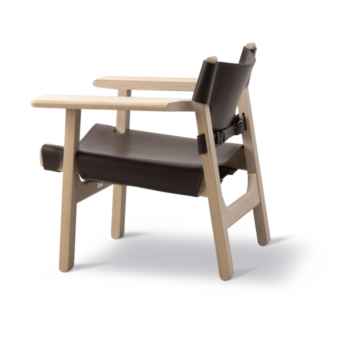 Den spanske stol lænestol, Læder mørkebrun-såpet eg Fredericia Furniture