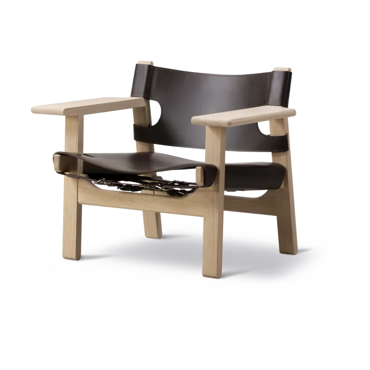 Den spanske stol lænestol - Læder mørkebrun-sæbebehandlet eg - Fredericia Furniture