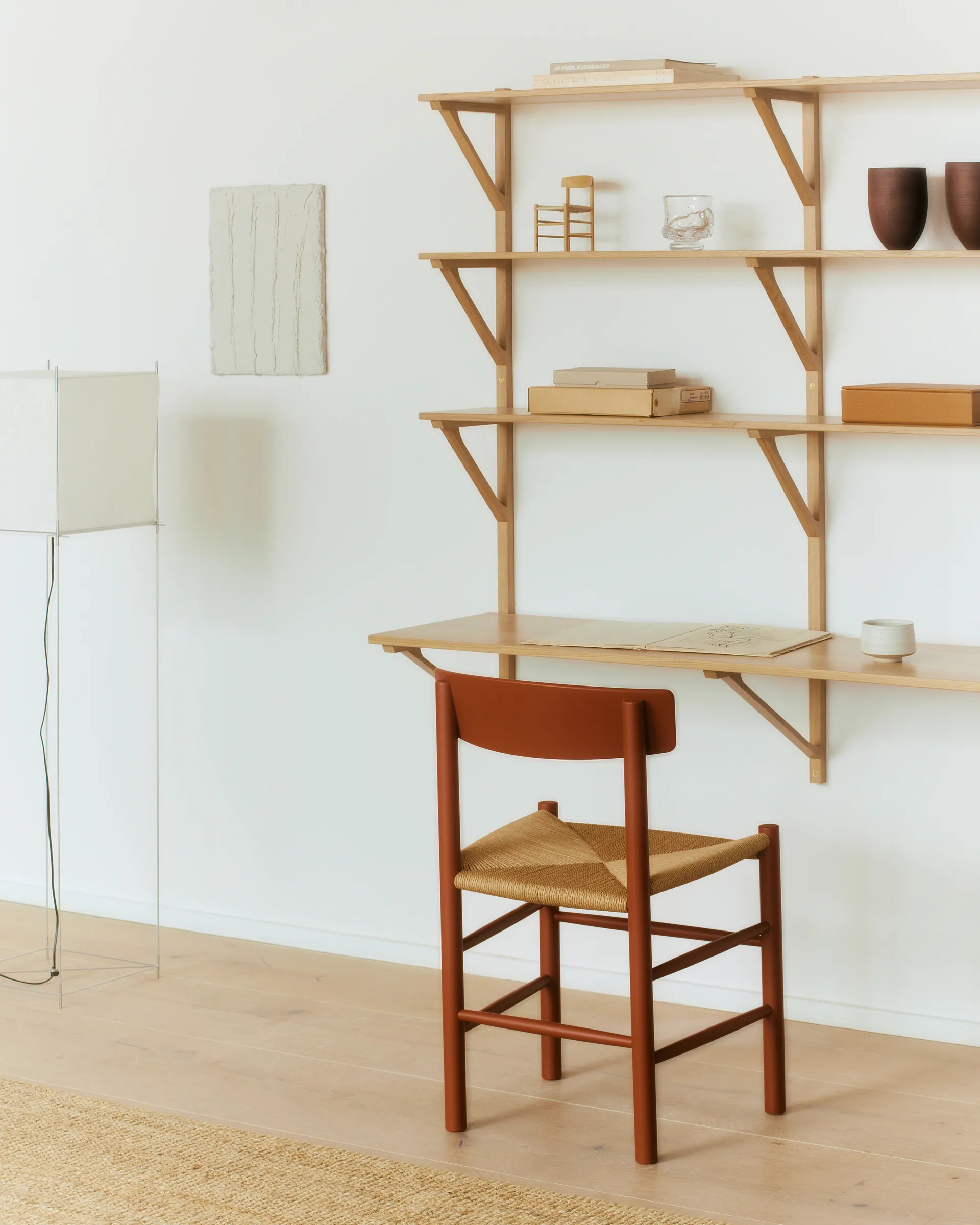 J39 stol, Herritage red-flettet natur Fredericia Furniture