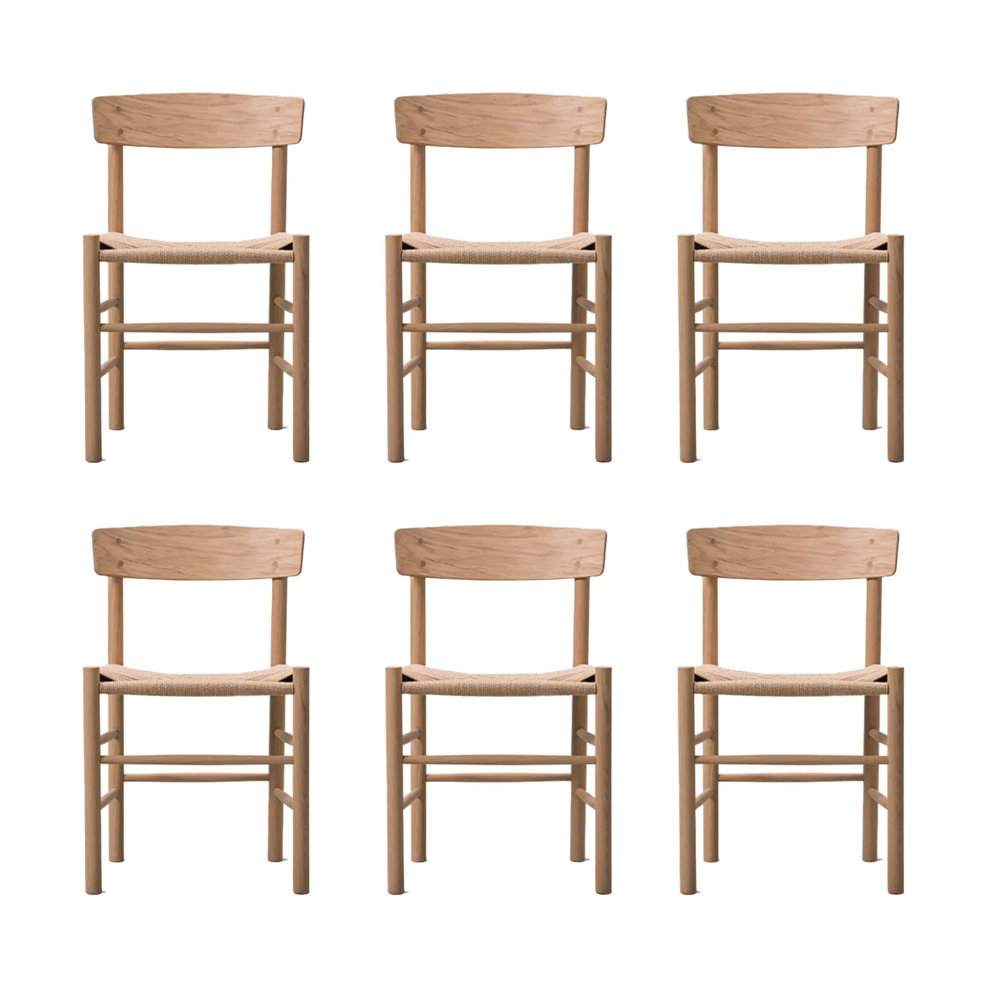 J39 stol, Lys oliebehandlet eg-flettet natur, 6 stk.,  Fredericia Furniture