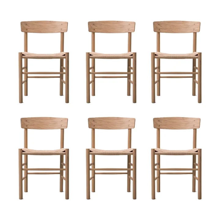 J39 stol, Lys oliebehandlet eg-flettet natur, 6 stk. - Fredericia Furniture