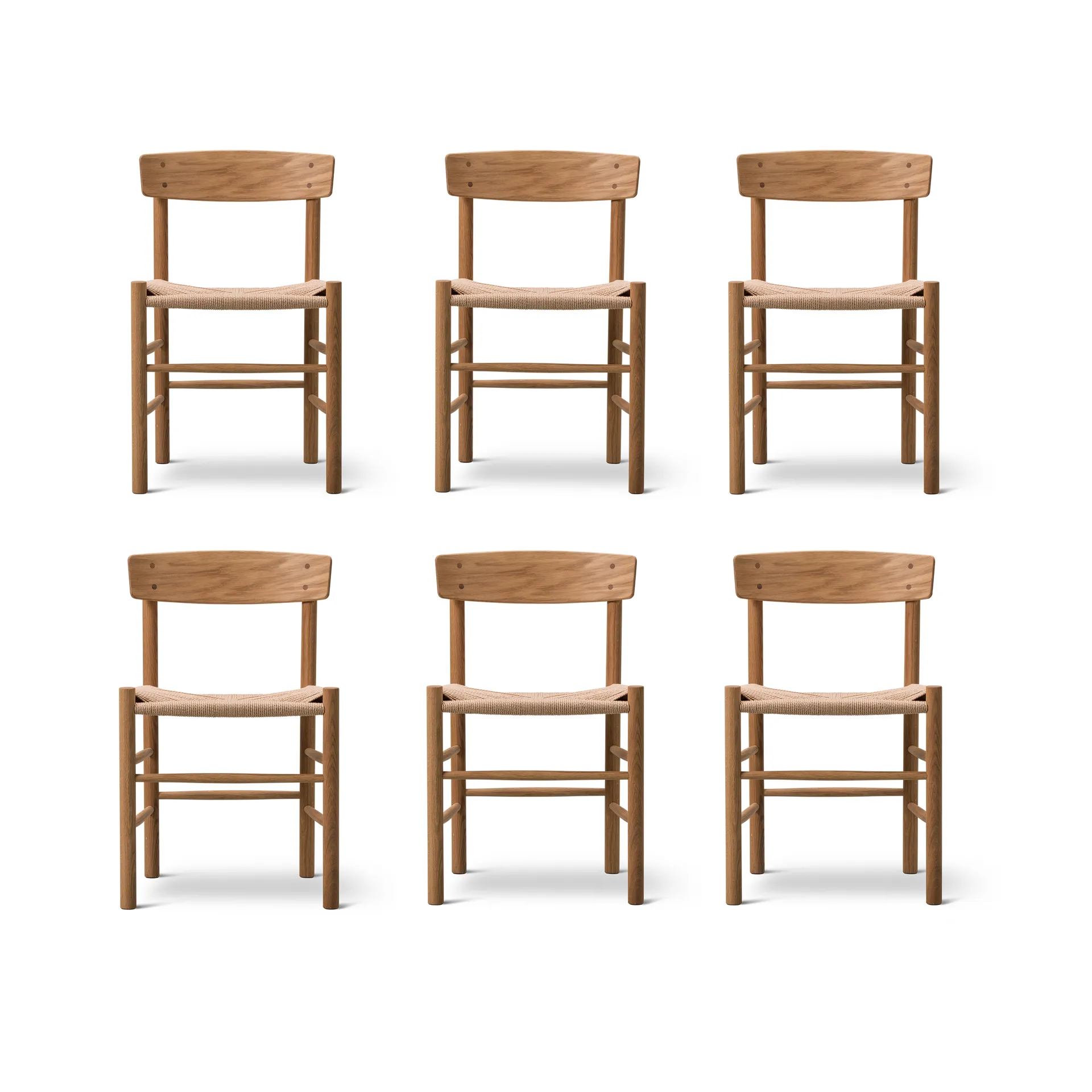 J39 stol, Oliebehandlet eg-flettet natur, 6 stk.,  Fredericia Furniture