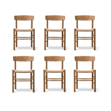 J39 stol, Oliebehandlet eg-flettet natur, 6 stk. - Fredericia Furniture