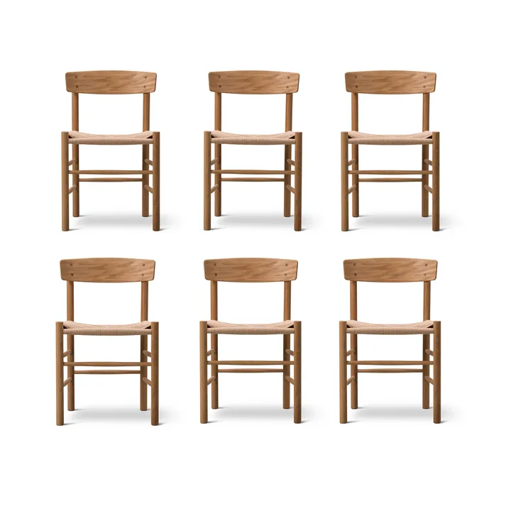 J39 stol, Oliebehandlet eg-flettet natur, 6 stk. - Fredericia Furniture