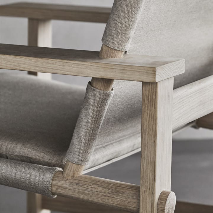 The Canvas Chair lænestol, Canvas sort-sortlakeret eg, inkl. sort læderpude Fredericia Furniture