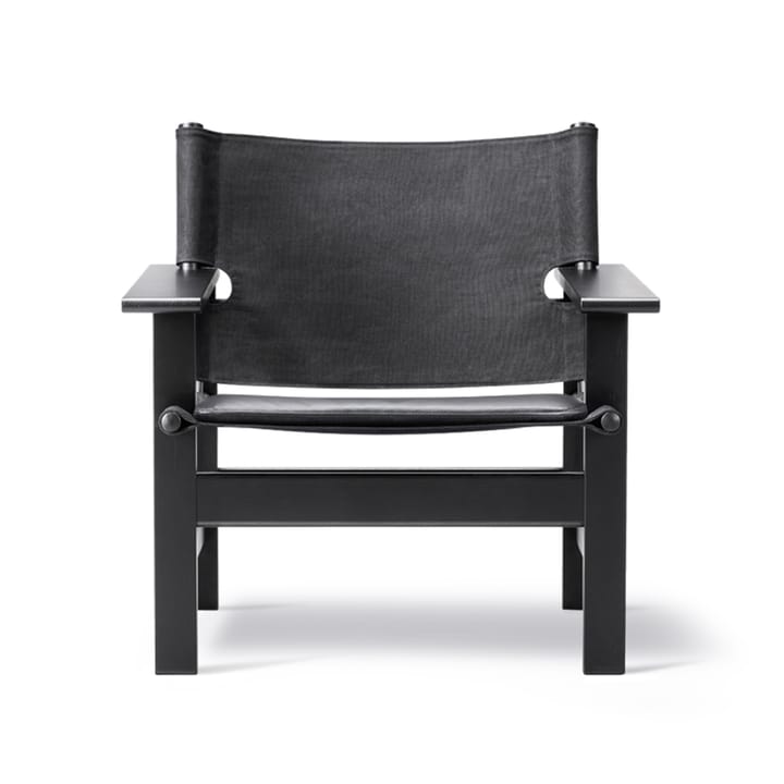 The Canvas Chair lænestol - Canvas sort-sortlakeret eg, inkl. sort læderpude - Fredericia Furniture