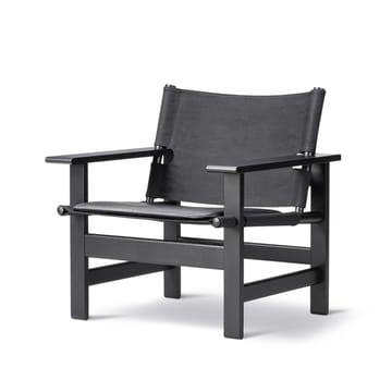 The Canvas Chair lænestol - Canvas sort-sortlakeret eg, inkl. sort læderpude - Fredericia Furniture