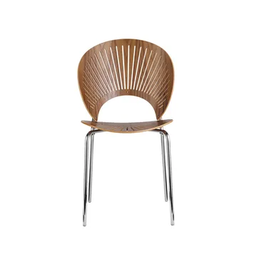 Trinidad 3398 stol - Klarlak valnød-ben krom - Fredericia Furniture