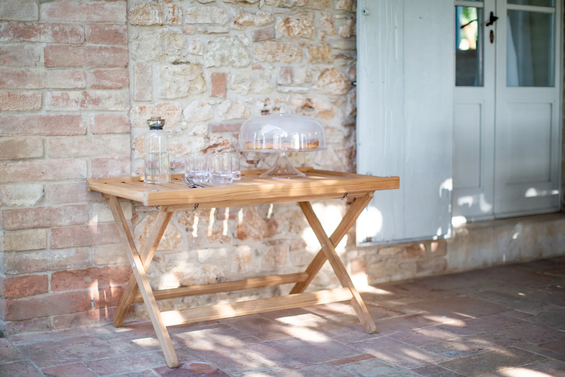 60 bakkebord, Teak, 59x94 cm Fri Form