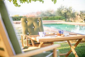 60 bakkebord - Teak, 59x94 cm - Fri Form