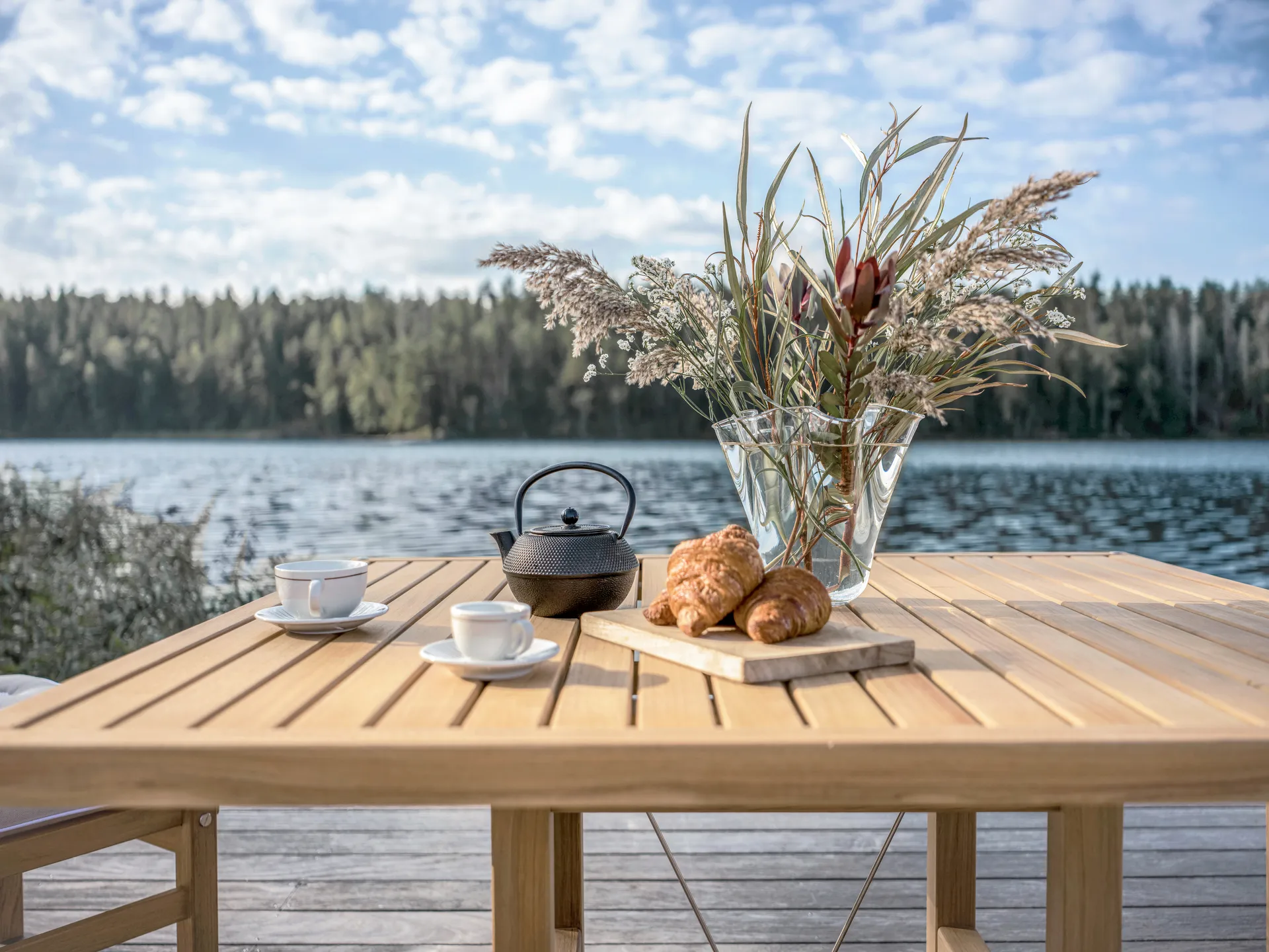 65 bord, Teak, 128×120×68 cm Fri Form