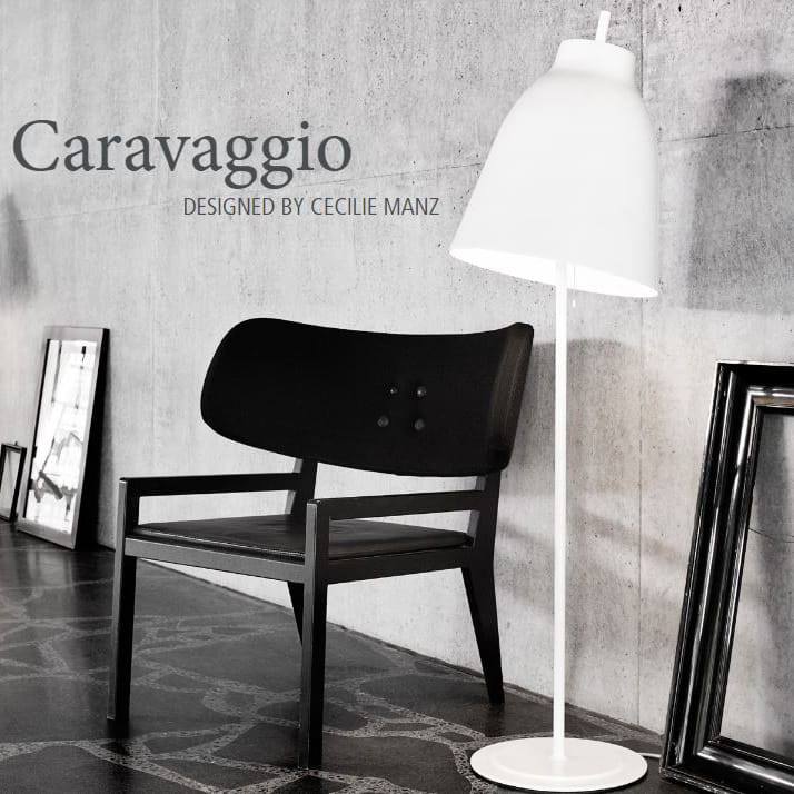 Caravaggio gulvlampe - hvid - Fritz Hansen